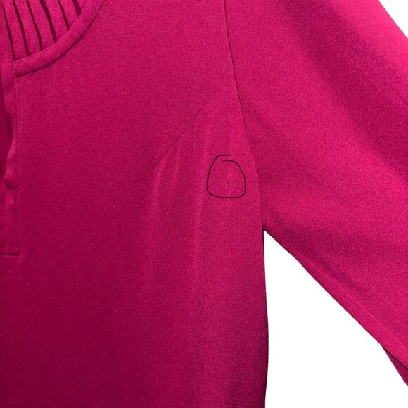 Diane Von Furstenberg Burgundy Silk Pleated Collar Long Sleeve Dress Size 6 - Picture 3 of 9